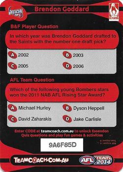 2014 Team Zone AFL Team - Best & Fairest Quiz (Herald Sun) #5 Brendon Goddard Back